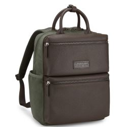 Zaino square in naylon e pelle verde caccia e marrone a.g. spalding&bros