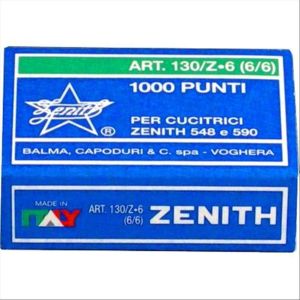 Punti metallici zenith 130/z6 64/48 zincati cf. 1000 punti