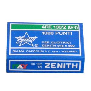 Punti metallici zenith 130/z 64/48 zincati cf. 1000 punti