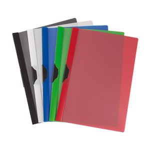 Cartella in plastica dorso 0,5 cm. con clip ferma fogli laterale colori assortiti