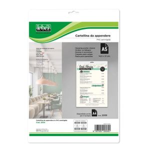 Cartellina porta avvisi pvc rigido a5 con appendino