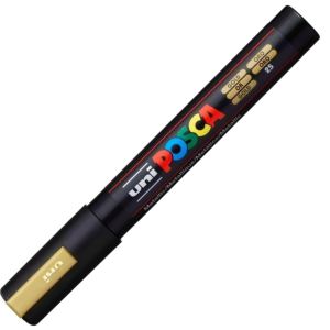 alt="Marcatore Uni Posca PC-5M colore oro metallizzato punta tonda media cod. PC5M ORO"