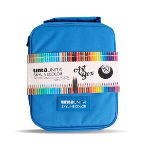 Astuccio azzurro da 110 pezzi tinta unita skyline color pastelli mina 4.2