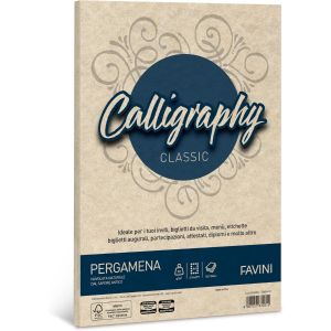 Carte e cartoncini favini tipo pergamena calligraphy confezione da 50 fogli a4 90 gr colore sabbia