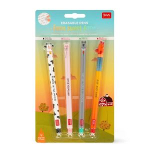 Set di 4 penne gel cancellabili farm sweet farm legami
