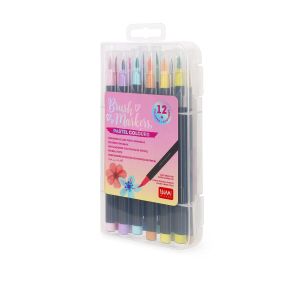 Set di 12 pennarelli con punta pennello brush markers pastel legami