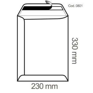 Buste a sacco autoadesive con strip formato 230x330 mm in carta kraft monolucida bianca confezione da 500 pezzi