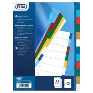 Separatori a 12 tasti in ppl a4 elba colori assortiti