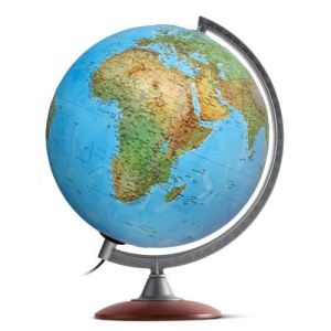 Mappamondo globo luminoso nova rico tattile ( rilievo ) base in legno diametro 30 cm
