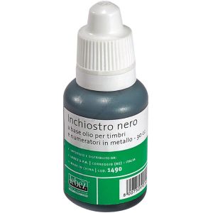 Inchiostro nero per timbri in  metallo 30 cc.