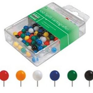 Spilli cartografici confezione da 100 pezzi