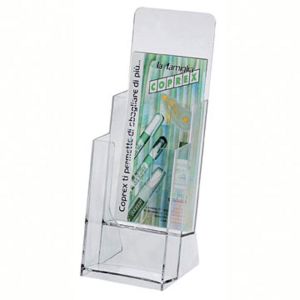 Portadepliant in acrilico 2 scomparti 11x33 cm.