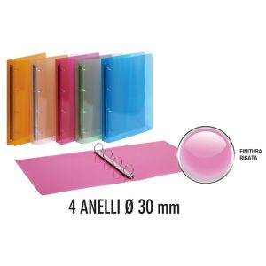 Raccoglitori in ppl flessibile 4 anelli dorso 30 mm. lumina